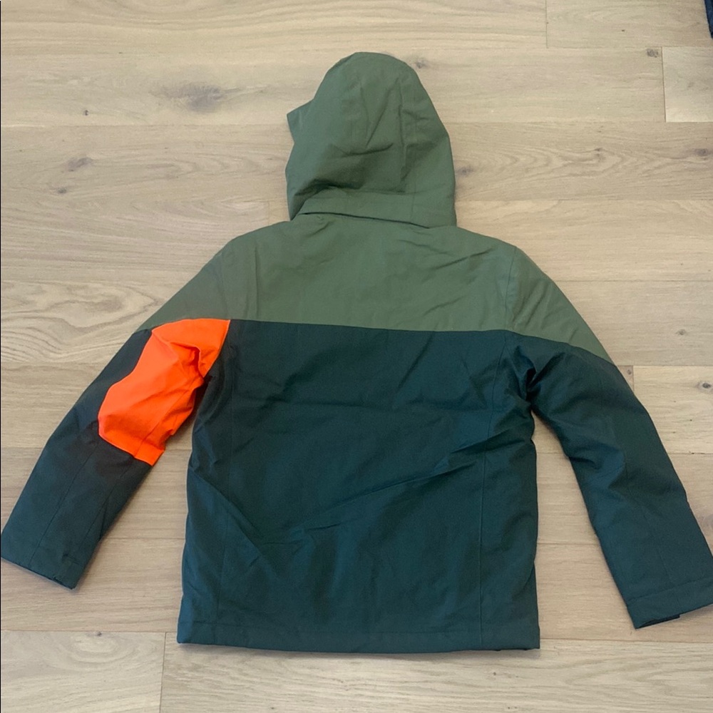 Green and Orange Raincoat with Water-Resistant Material - Picture 4 of 10